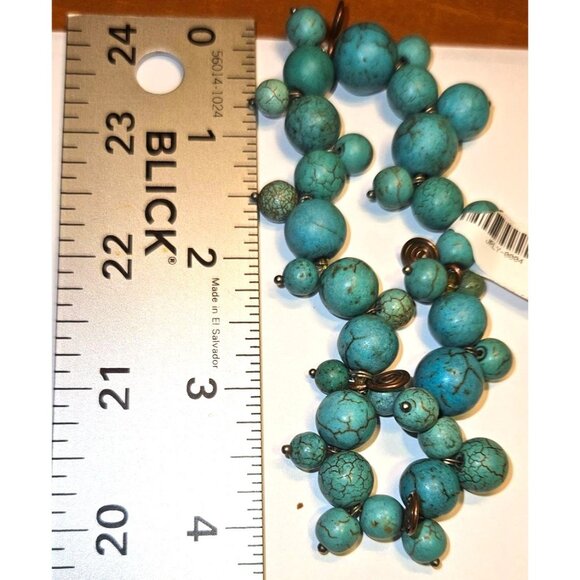 Stretch Bracelet Howlite Beaded W/ Brass Coil Accents 4" - 2.5 Diameter - Picture 2 of 3